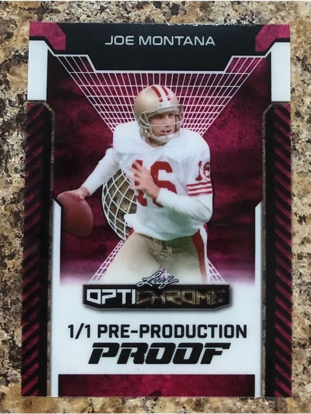 2025 Leaf Optichrome Joe Montana 1/1 Pre Production Proof Acetate